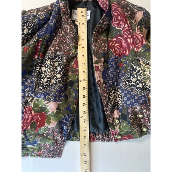 Carol Anderson Collection Petite Floral Rose Patchwork Bomber Jacket - Picture 6 of 10